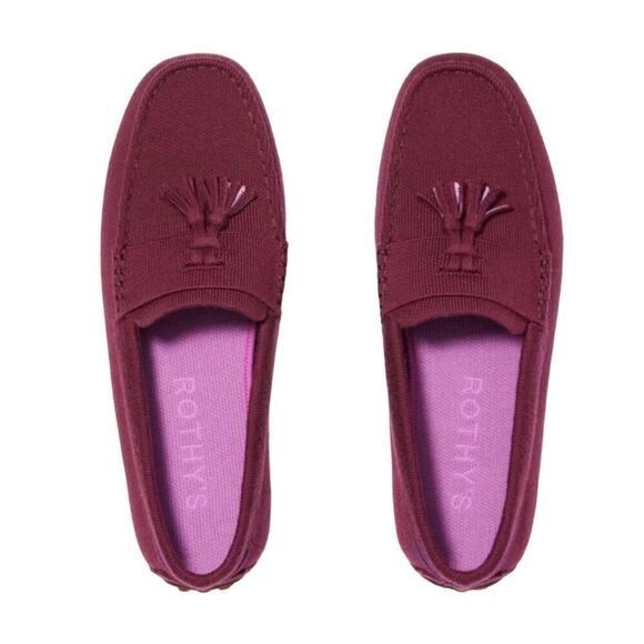 Rothy's Merino Tassel Driving Loafer Flat Slip-On Burgundy Size M11.5 NWOT - Picture 1 of 12